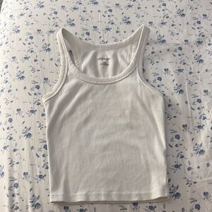 White Ribbed Tank Top